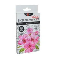 Набор двусторонних маркеров SANTI sketch 390569 Floristics 6 шт уп, 34,7 мм: Тип На водной основе