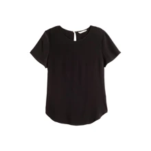 Блуза H&M 3895374 42 черная с коротким рукавом: Сезон Лето