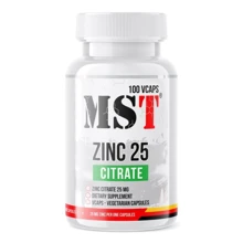 MST Zinc Citrate 25 mg Цинк цитрат 100 вегакапсул: Тип Цинк