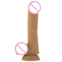 Гибкий фаллоимитатор на присоске ADDICTION - ANDREW 8″ Silicone Dong - Caramel + вибропуля: Назначение Вагинальные