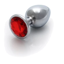 Металевий анальний затор Ouch! Heart Gem Silver - Ruby Red, М: Для кого унісекс