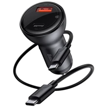 Зарядное устройство Baseus USB Car Charger Mini with Cable USB-C to USB-C 45W Black (TZCCBX-C0G): Особенности USB-C