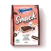 Вафли Manner Snack Minis c молочно-шоколадным кремом 300 г (9000331607719): Вес нетто 300 г