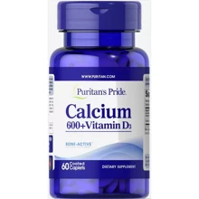 Puritan's Pride Calcium Carbonate + Vitamin D3 Карбонат кальция + витамин D 600 мг 60 таблеток: Тип Кальций