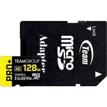 Карта памяти Team 128GB microSDXC UHS-I U3 A2 V30 PRO+ + adapter (TPPMSDX128GIA2V3003): Тип карты MicroSDXC