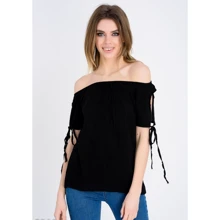 Блуза ISSA PLUS 5218 42 черная с коротким рукавом: Сезон Лето