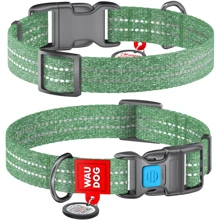 Ошейник для собак из восстановленного хлопка WAUDOG Re-cotton с QR паспортом светоотражающий пластиковый фастекс Ш 20 мм Дл 24-40 см зеленый (28818): Производитель WAUDOG