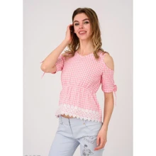 Блуза ISSA PLUS 5137 48 розовая с коротким рукавом: Сезон Лето