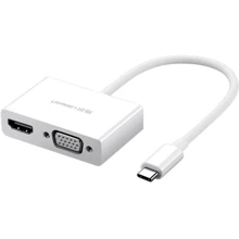 Адаптер Ugreen Adapter MM123 USB-C to HDMI+VGA White (30843): Колір білий