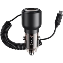 Зарядное устройство XO Car Charger CC59 USB+USB-C 110W Black with USB-C Cable: Особенности Быстрая зарядка, Power Delivery (PD), USB-C