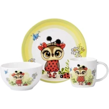 Набор детской посуды Ardesto Lucky owl 3 предмета фарфор (AR3454LS): Материал фарфор
