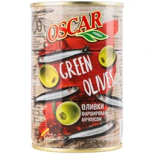 Оливки фаршированные анчоусом Oscar foods 300 г (8413552051703): Вес нетто 300 г