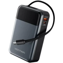 Зовнішній акумулятор Vention Power Bank 20000mAh LED Display 65W Black (FHYB0): Ємність батареї, мАг 20000