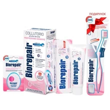 BIOREPAIR Комплекс "Защита десен" (Зубная паста, ополаскиватель, флосс + Подарок Зубная щетка): Назначение Очищение, Чувствительные десна, Антибактериальное, От воспалений, От зубного налета, Укрепление десе