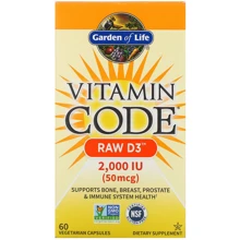 Garden of Life Vitamin Code, RAW D3, Витамин D3 50 mcg (2,000 IU), 60 Vegetarian Capsules  : Тип Витамин D