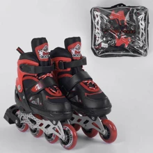 Роликові ковзани Best Roller (34-37) PU колеса, світло на передньому колесі, в сумці Red / Black (98935): Колір червоний
