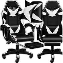 Кресло геймерское PLAYER с подставкой для ног White/Black (100009): undefined undefined