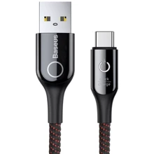 Кабель Baseus USB Cable to USB-C Shaped Light Intelligent Power-Off QC3.0 3A 1m Black (CATCD-01): Тип USB Cable - USB-C