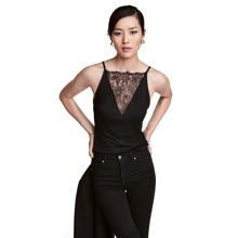 Майка H&M 4286404 L черная: Состав Вискоза, Эластан