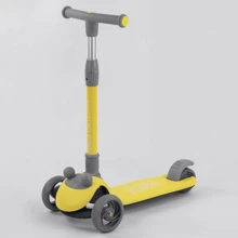 Самокат трехколесный Best Scooter складной алюминиевый руль, 3 колеса PU со светом Yellow/Grey (102028): Количество колес 3