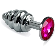 Анальна пробка із кристалом LoveToy Silver Rosebud Spiral Metal Plug Fuchsia: Для кого унісекс