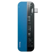 Адаптер Baseus Adapter USB-C to 2xUSB-C + 2xUSB + HDMI Blue (CAHUB-TD03): Колір синій