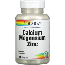 Solaray Calcium Magnesium Zinc Кальций магний и цинк 100 веганских капсул: Тип Магний + Кальций