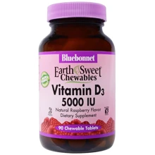 Bluebonnet Nutrition Vitamin D3, 5000IU, Natural Raspberry Flavor, 90 Chewable Tablets (BLB0366): Тип вітамін D