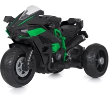Детский электромотоцикл 3 колесный Bambi Racer Kawasaki 45W черно-зеленый (M 5023EL-2): Вид мотоцикл