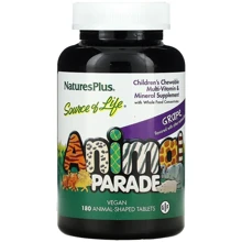 Nature's Plus Animal Parade Multi-Vitamin and Mineral Витамины для детей вкус виноград 180 жевательных таблеток: Тип Мультивитамины