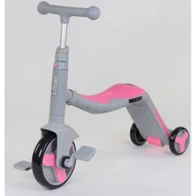 Самокат детский 3в1 самокат+велобег+велосипед Best Scooter с PU колёсами + свет и 8 мелодий Grey/Pink (90793): Количество колес 3