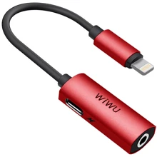 Адаптер WIWU Adapter LTO1 Lightning to Lightning+Mini-jack 3.5 0.13m Red: Колір червоний
