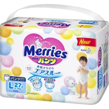 Подгузники-трусики Merries для детей размер L 9-14 кг 27 шт (4901301230621): Тип Подгузники-трусики