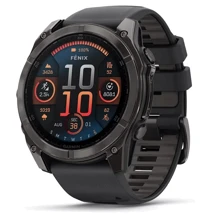 Смарт-часы Garmin Fenix 8 AMOLED 51mm Sapphire Carbon Grey DLC with Black/Pebble Grey Silicone Band (010-02905-21): Дисплей 1.4" AMOLED (454x454) / Sapphire Crystal