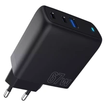 Зарядний пристрій Proove Wall Charger 2xUSB-C+USB Shot GaN 67W Black: Особливості Быстрая зарядка, Power Delivery (PD), USB-C