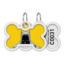 Адресник металевий WAUDOG Smart ID з QR паспортом малюнок Бетмен жовтий 40х28 мм (0640-1003): Виробник WAUDOG