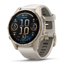 Смарт-часы Garmin Fenix 8 AMOLED 43mm Sapphire Soft Gold with Fog Grey/Dark Sandstone Silicone Band (010-02903-11): Дисплей 1.3" AMOLED (416x416) / Sapphire Crystal