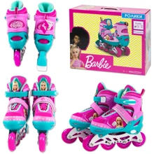 Ролики Extreme Motion Barbie PU колесами со световыми эффектами в коробке M (35-38) (RL2112): Цвет розовый