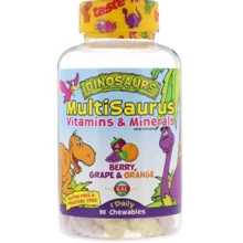 KAL MultiSaurus Dinosaurs Мультивитамины и минералы для детей со вкусом ягод, апельсина и винограда 90 жевательных конфет: Тип Мультивитамины