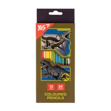 Олівці кольорові Yes 12 шт 24 кольори Jurassic World хакі (290748): Тип Цветные