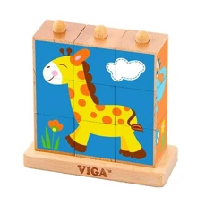 Дерев'яні кубики-пірамідка Viga Toys Звірята (50834): Тип кубики
