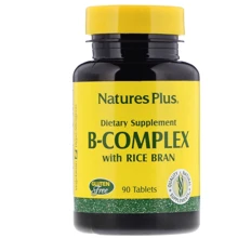Nature's Plus B-Complex with Rice Bran 90 Tabs Витаминный В-комплекс с рисовыми отрубями: Тип Витамин B