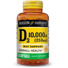 Mason Natural Vitamin D3 10000 МЕ Витамин D3 30 гелевых капсул: Тип Витамин D