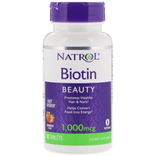 Natrol Biotin, Fast Dissolve, Strawberry Flavor, 1,000 mcg, 90 Tablets (NTL-06077): Форма випуску таблетки