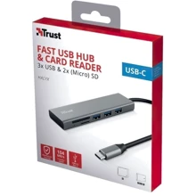 Адаптер Trust Adapter Halyx USB-C to 3xUSB3.2+SD/TF Grey (24191_TRUST): Колір серый