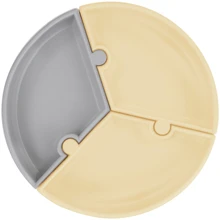 Секционная тарелка MinikOiOi Puzzle на присоске силиконовая Mellow Yellow / Powder Grey (101050053): Материал силикон