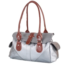 Жіноча сумка саквояж Laskara срібляста (LK-DM233-silver-brown): Стать жіночий