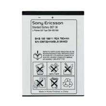 Аккумулятор Sony Ericsson 780mAh (BST-36) for Sony Ericsson J300,K310: Производитель Sony Ericsson