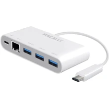 Адаптер Macally Adapters USB-C to 3xUSB 3.0+USB-C+RJ 45 Hub White (UC3HUB3GBC): Колір білий