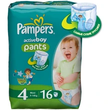 PAMPERS подгузники-трусики Active Boy Maxi (9-14 кг) Микро Упаковка 16 шт.: undefined undefined